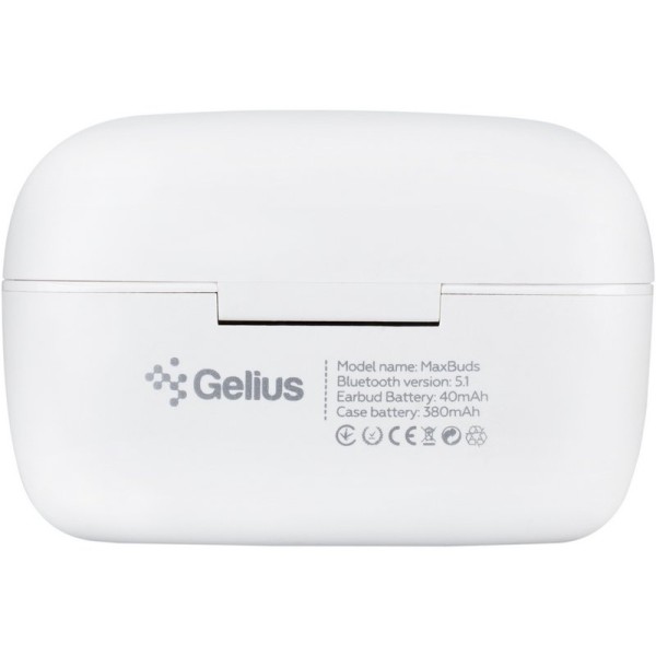 Бездротові навушники TWS Gelius MaxBuds GP-TWS025 (з бездротовою зарядкою) White Бездротові навушники TWS Gelius MaxBuds GP-TWS025 (з бездротовою зарядкою) White