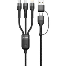 Кабель USB Gelius Multimate GP-UCN006 4in1 USB-A/Type-C to Type-C/Lightning/MicroUSB (1,2m) (60W) Black
