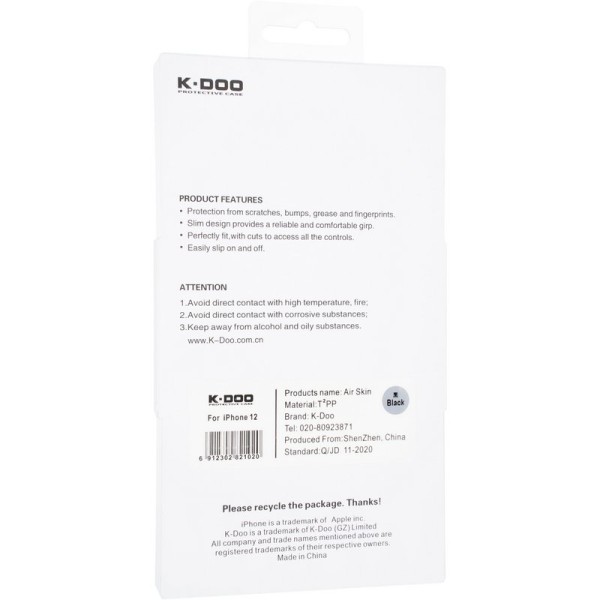 Чохол K-DOO Air Skin для iPhone 12 Black Чохол K-DOO Air Skin для iPhone 12 Black
