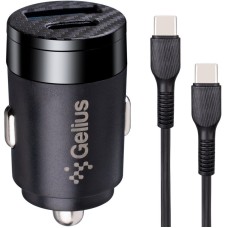 Автомобільний зарядний пристрій Gelius Inch Twix GP-CC010C USB+Type-C QC/PD (30 W) + кабель Type-C/Type-C Black