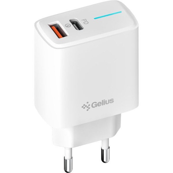 Мережевий зарядний пристрій Gelius Radiance GP-HC058 (1Type-C+ 1USB-A)(PD/QC3.0/PPS/Super VOOC) 25 Watt + кабель G-Power Type-C to Lightning White Мережевий зарядний пристрій Gelius Radiance GP-HC058 (1Type-C+ 1USB-A)(PD/QC3.0/PPS/Super VOOC) 25 Watt + кабель G-Power Type-C to Lightning White