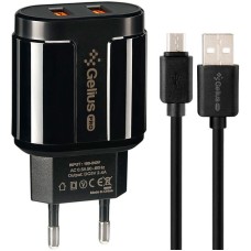 Мережевий зарядний пристрій Gelius Avangard GP-HC06 2USB 2.4A 12W + кабель MicroUSB Black