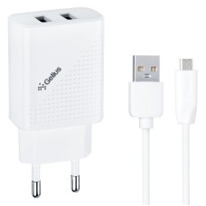 Мережевий зарядний пристрій Gelius Vogue GP-HC011 2USB 2.4A 12W + кабель MicroUSB White