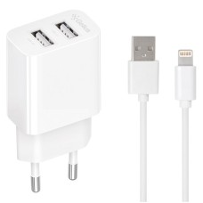 Мережевий зарядний пристрій Gelius Simple GP-HC059 2USB/2.4A + кабель Lightning White