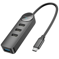 USB HUB Borofone DH5 (Type-C to USB3.0+USB2.0*3) 0.2m Black