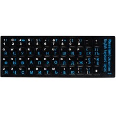 Keyboard stickers (ru-english) Black-Blue