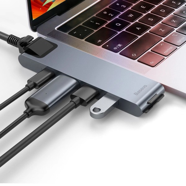 USB Hub Baseus Thunderbolt C+Pro 7-in-1 Smart HUB (CAHUB-L0G) Gray USB Hub Baseus Thunderbolt C+Pro 7-in-1 Smart HUB (CAHUB-L0G) Gray