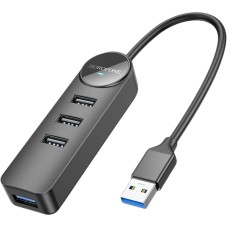 USB HUB Borofone DH5 (USB to USB3.0+USB2.0*3) 0.2m Black