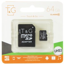 Карта пам'яті microSDXC 64Gb T&G (UHS-1)(Class 10) + адаптер SD