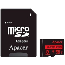 Карта пам'яті microSDXC 64Gb Apacer (UHS-1)(R85Mb/s) (Class 10) + адаптер SD