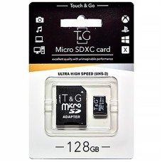 Карта пам'яті microSDXC 128Gb T&G (UHS-3)(Class 10) + адаптер SD