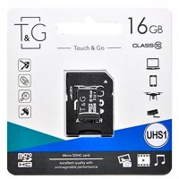Карта пам'яті microSDHC 16Gb T&G (UHS-1)(Class 10) + адаптер SD