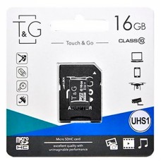 Карта пам'яті microSDHC 16Gb T&G (UHS-1)(Class 10) + адаптер SD