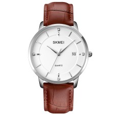 Skmei 1801LSIBN Silver-White Brown Leather